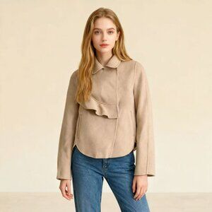 Stylein Premium Cashmere Wool Blend Short Coat Camel/sand Mix